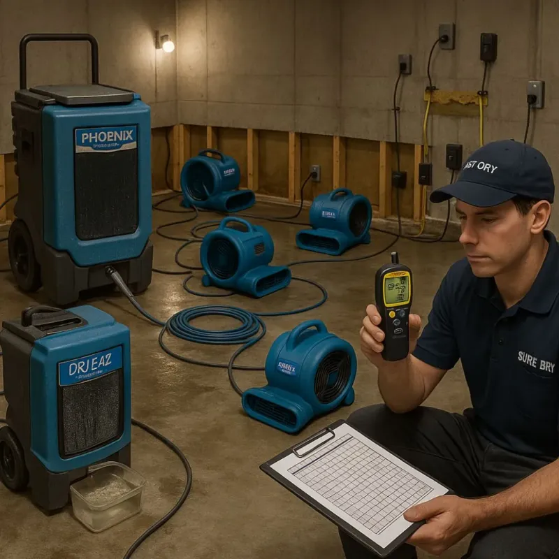 Structural Drying and Dehumidification process in Oak Grove, VA